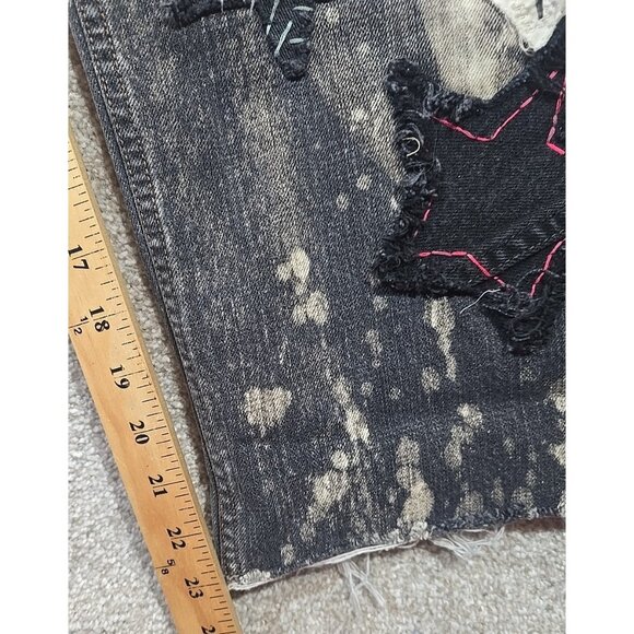 OOAK Magnolia Boho Reworked Levi Jeans Upcycle Indie Cat Boyfriend Adjusts 30-38 - Picture 8 of 16